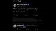 Jon Batiste's reply (Image via X/@JonBatiste, @DarkJoeRavine)